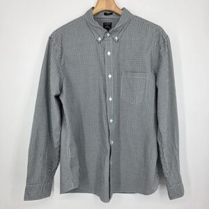 J. Crew Men's Green,Blue & White Micro Gingham Button-Down Shirt XL.